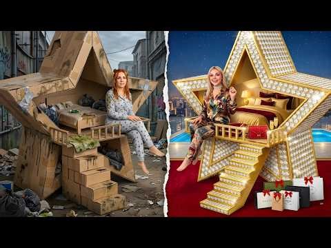 BILLIONAIRE & POOR Built a Secret Castle! Insane Makeover in 24 Hours