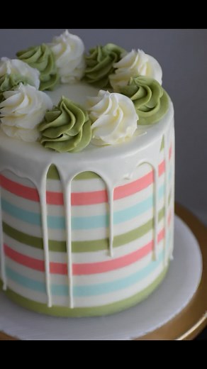 Striped Buttercream Cake Colors: Sage Green, Sky Blue, Coral @chefmaster #theblondewhobakes #cakes #cake #cakedecorating #stripedcake #stripes #cakedesign #caketutorial #dessert #foodie #food #cakeoftheday #buttercream #cakesofinstagram #instagram #instagood #instafood | The Blonde who Bakes