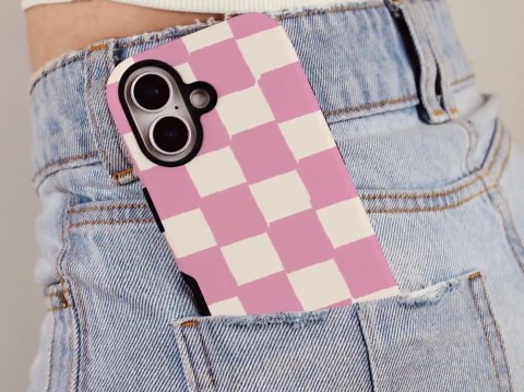 Hand Drawn Pink Checkerboard iPhone Case, Organic Checkered Pattern Cover - Etsy