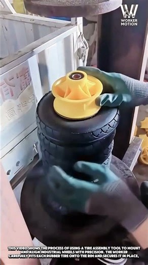 Watch this machine perfectly fit the tire onto the rim... every time! 😮 #satisfying