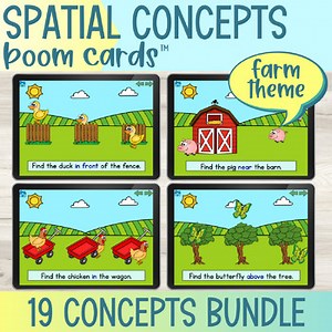 Farm Theme Basic Spatial Concepts Boom™ Cards | Prepositions Activities SLP