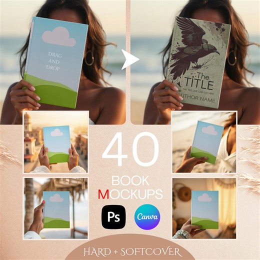 Canva Book Mockup Template, 40   Editable PSD & Planner Mockup Bundle 6x9, Hard and Softcover - Etsy
