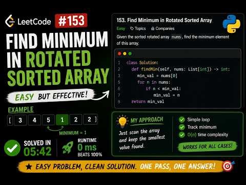 LeetCode 153 — Find Minimum in Rotated Sorted Array | Python 3 | 0 ms Solution