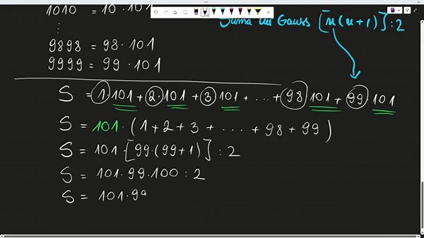 COMMON FACTOR GAUSS'S SUM MATHEMATICS GRADE 5 EVEN ODD NUMBERS FORMULA SOLVED EXERCISES