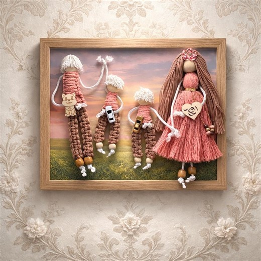 Macrame Angele Family Frame, Romantic Love Gift, Anniversary Wedding Decor - Etsy