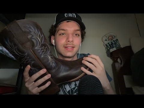 ASMR Leather Boot Tapping, Scratching, Soft whispering!✨
