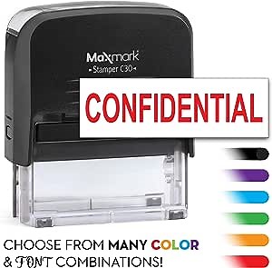 MaxMark One Line Self Inking Stamp - 3/4" x 1-7/8" - Customize Online, Many Font and 15 Ink Color Choices