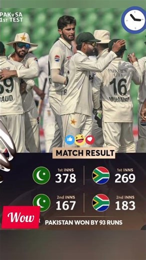 Pakistan’s Stunning Victory!Beat South Africa by 93 Runs Historic Win#news#viral#duet#cricket#sports