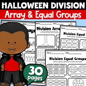 Halloween Division Equal Groups Arrays Worksheet | Division Array Worksheets