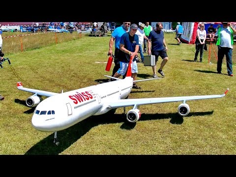 GIGANTIC AND HUGE !! 63KG RC MODEL A-340-300 AIRLINER XXXL SCALE 1:13 MODEL TURBINE JET FLIGHT DEMO