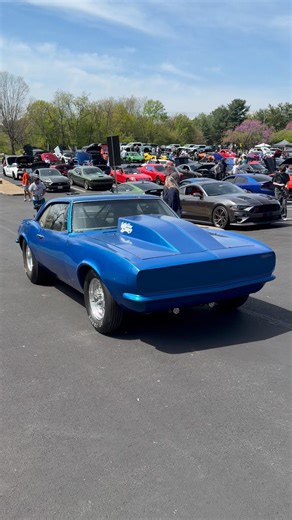 1967 CAMARO DRAG CAR ARRIVES TO CAR MEET!! #dragracing #camaro #bigblockchevy #exhaust #shorts