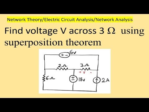 Superposition Theorem: Find voltage V across 3 Ω using superposition theorem