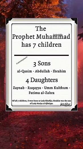 Names and Number of Children of Prophet Muhammad