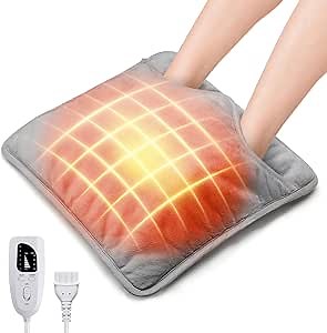 Electric Heated Foot Warmer for Men Women, 6 Temperature Setting & 4 Timers Auto Shut Off, Fast Heat Pad Use for Cold Feet Hands Back, Washable Heating Pad Feet Warmers for Bed Home Office