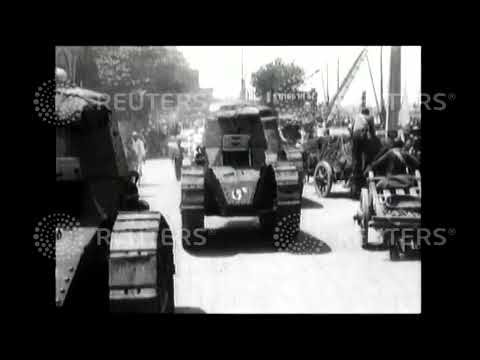 1927 CHINA: Tanks arrive in Peking to guard US allies