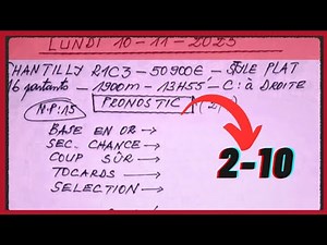 PRONOSTIC PMU QUINTÉ DU JOUR LUNDI 10/11/2025