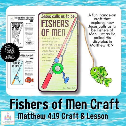 Fishers of Men Craft for Kids | Matthew 4:19 Bible Activity | Sunday School and VBS Christian Craft - Etsy