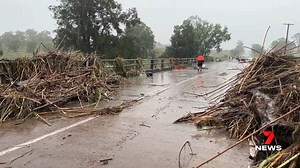 The road to Gatton is cut off by debris from floodwaters. One determined local is now attempting to clear a path. Full coverage of Queensland's flood disaster on 7NEWS at 6pm. More local news: 7news.com.au/news/qld #qldweather #7NEWS | 7NEWS Brisbane