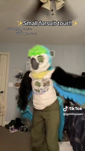 Colorful Bird Fursuit Tour with Moving Jaw and Avian Design