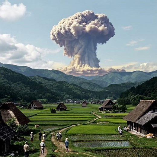 原子爆弾爆発直後のキノコ雲を広島市北部の山間部から見た再現動画 - the Mushroom Cloud Immediately After the Atomic Bomb Explosion,