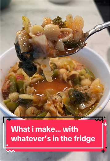 I wanted something quick, easy and healthy. And without requiring a trip to the store. It’s a less-complicated, still-delicious pasta e fagioli. Make it with whatever vegetables and pantry items you have on hand. #italianfood #homecooking #soup #easyrecipe #easydinnerideas