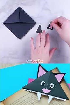 How To Make a Cat Corner Bookmark - Easy Origami for Kids