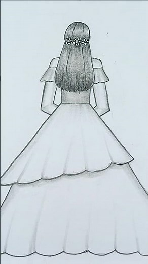 Girl Drawing With Beautiful Hairstyle -Back View Drawing