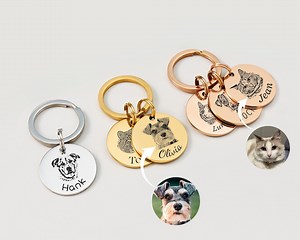 Custom Engraved Pet Portrait Keychain,personalized Dog and Cat Image Memorial Tag,stainless Steel Sketch Keyring,unique Gift for Pet Lovers - Etsy Australia