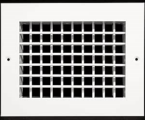 24"w X 8"h Aluminum Double Deflection Adjustable Air Supply HVAC Diffuser - Full Control Vertical/Horizontal Airflow Direction - Vent Duct Cover [Outer Dimensions: 25.6"w X 9.6"h]