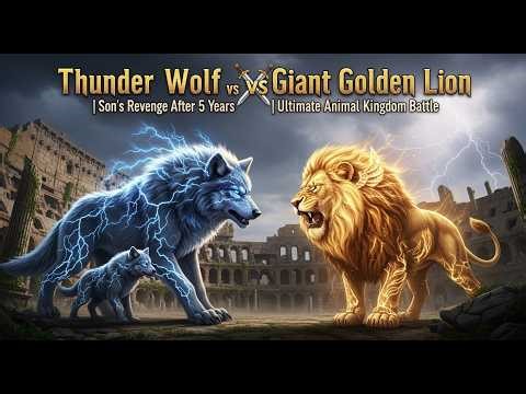 Thunder Wolf vs Giant Golden Lion ⚔️ | Son’s Revenge After 5 Years | Ultimate Animal Kingdom Battle