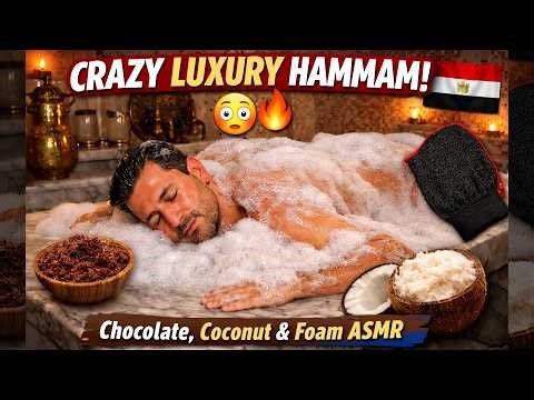 ASMR Turkish Hammam & Egyptian Spa Ritual | Chocolate & Coconut Kessa Scrub + Foam Marble Massage