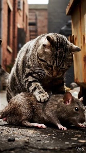 Cat catches Rat in backyard #wildanimals #ytshorts #yt #ytviral #viral #viralvideo