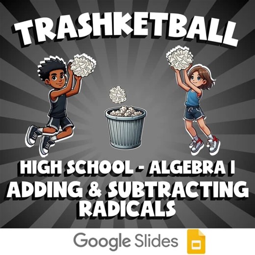 Adding & Subtracting Radicals TRASHKETBALL Math Game - No Prep Algebra 1 Review