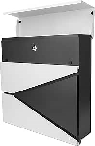 Wall Mount Mailbox - 14.6"x14"x4.1" Alloy Steel Post Box with Lock, Minimalist Modern Mail Holder for Household Outdoor