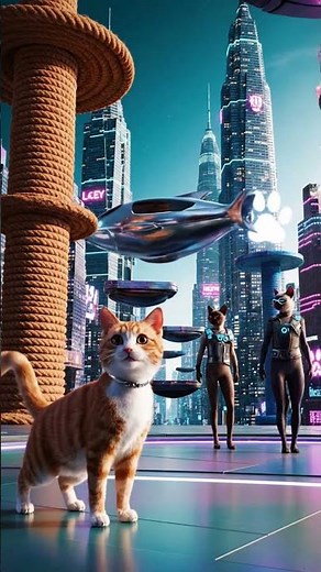Miso Lost in the Parallel Cat World 🌌🐱 | Surreal Cat City #shorts
