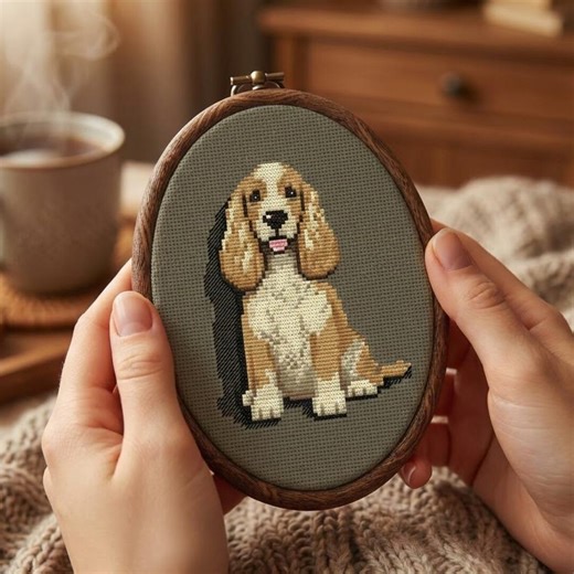 Tiny Dog Cross Stitch Pattern - English Cocker Spaniel Sitting PDF - Etsy