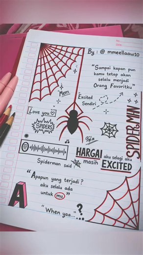 Cara Menggambar Spiderman dan Jaring di Buku (Tutorial Simpel)