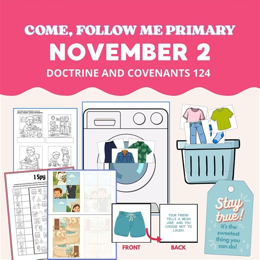 Come, Follow Me Primary Lesson Plan and Activity Pack | D&C 124, November 2 (printable) - Etsy