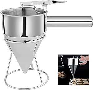 YWSHF 1200ml Pancake Batter Dispenser,Stainless Steel Funnel Dispenser with Stand Baking Tool for Cake Pancakes Cupcakes Muffins Crepes Waffles Takoyaki Baking Or Any Baked Goods