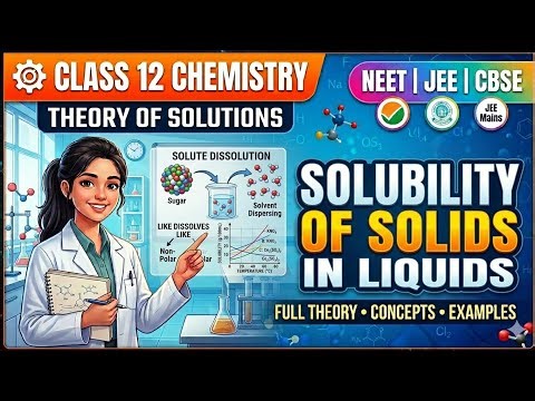 Solubility of Solids in Liquids | L-3 Theory of Solutions | Class 12 Chemistry | NEET/JEE