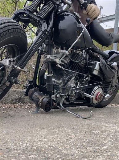 04.09 キック〜発進 /ハーレー ショベルヘッド #harleydavidson #shovelhead #FLH #ロッカークラッチ #4速フレーム #ボバー