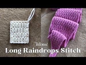 Knitting Pattern : Long raindrops stitch tutorial 🌧️ How to knit raindrop stitch ✨ 1x1 rib stitch