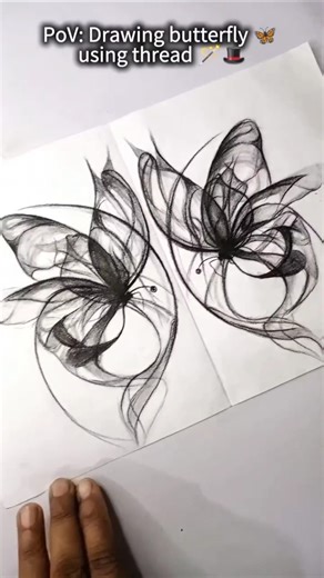 butterfly drawing with thread 🧵#easydiy #threaddrawing#diyideas