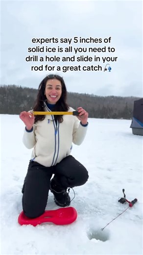 Myla on Instagram: "Would you brace the cold to go ice fishing with me? #frozenlake #icefishing #troutfishing #fishinghacks"