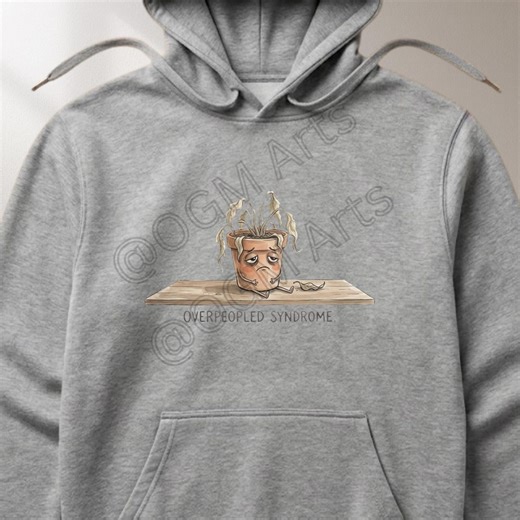 Introvert Hoodie: Overpeopled Syndrome Wilted Plant Graphic Sweatshirt – Cozy Social Battery Apparel - Etsy