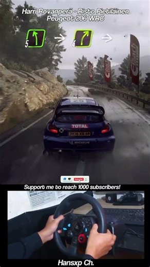 Harri Rovanperä - Risto Pietiläinen | Peugeot 206 WRC Rainy Stage! #dirtrally2 #logitechg29