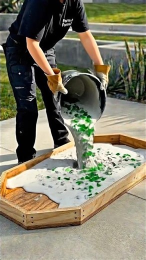 Turning Trash into a $2,000 Designer Table! (DIY Glass Terrazzo) #diy #upcycling