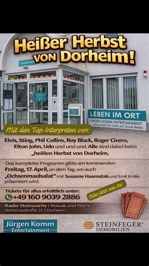 Bald ist es soweit! Am Freitag gibts „Ochsenmaulsalat“und das Programm „Der heiße Herbst…