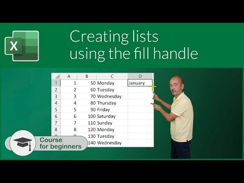 Creating lists using the fill handle
