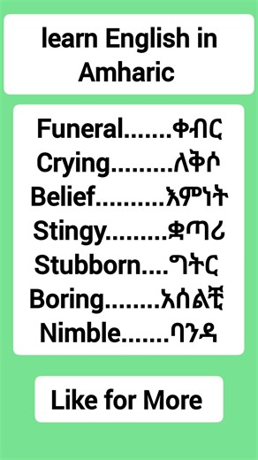 learn English in Amharic now